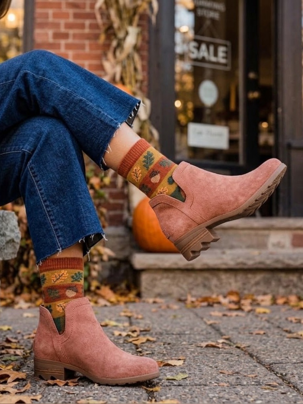 Sorel Womans Boots Coral Orange Suede Booties Southwest Size 6 Fall